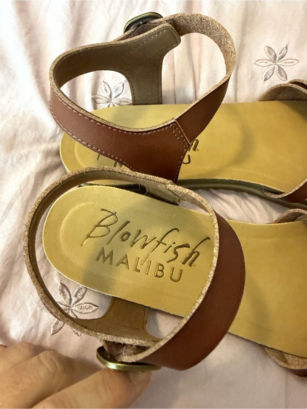 Malibu Blowfish Tan Crisscross Ankle-Strap Sandals - Picture 2 of 10